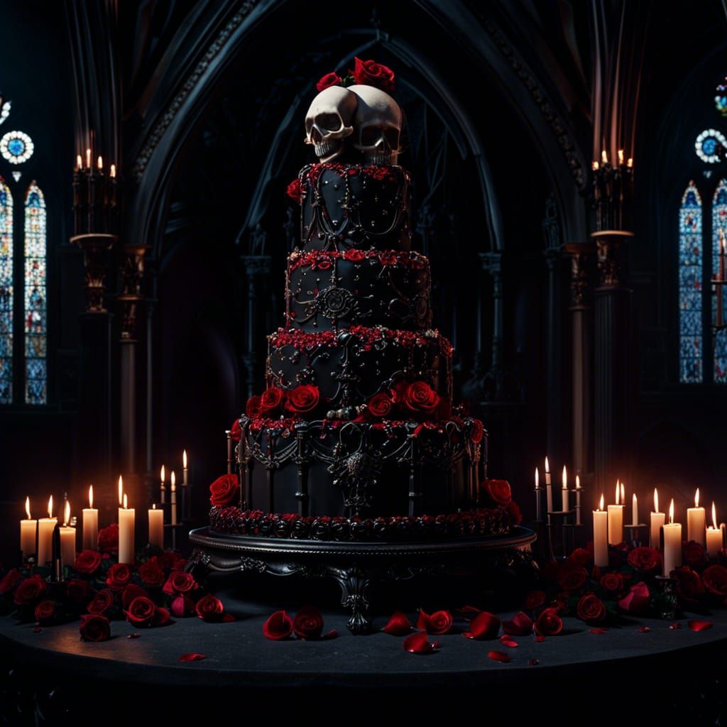 Gothic Wedding Cake  by @AI Artist 