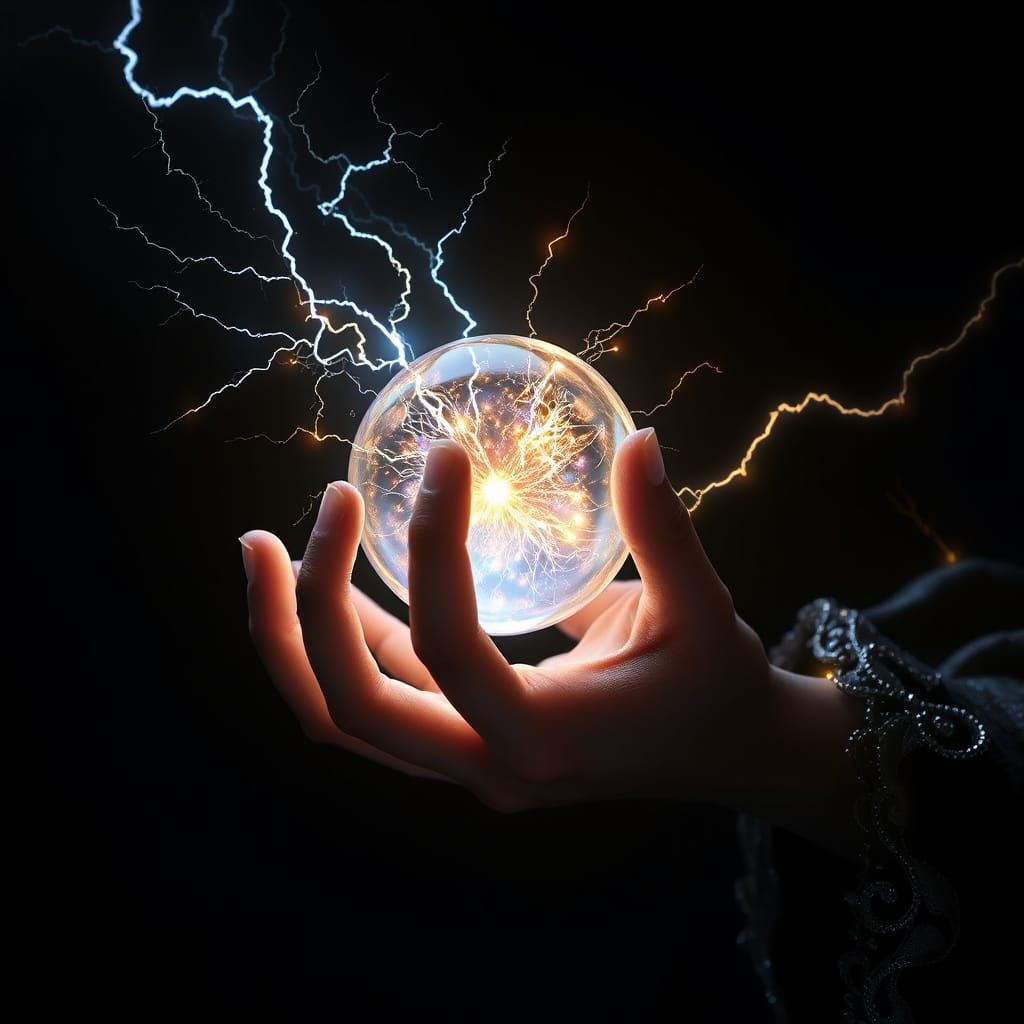 Ethereal Hand Cradles Crystal Orb in Softbox Glow