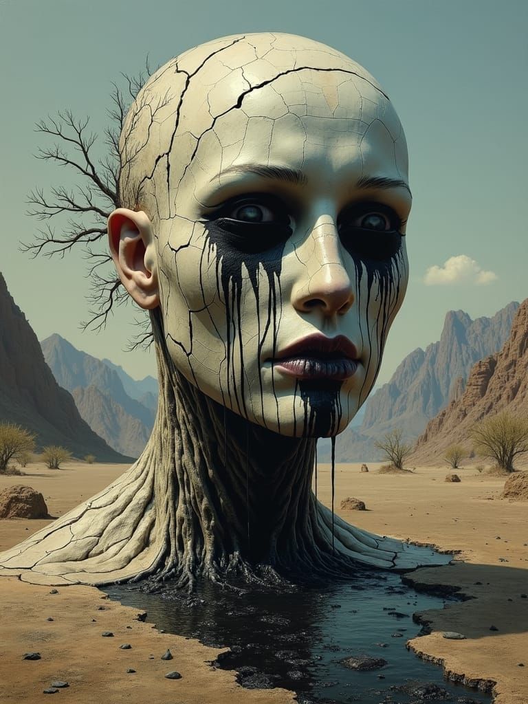 Black tears of despair coalesced into rivers that flowed fre...