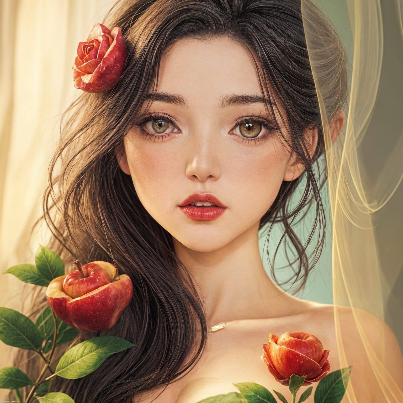Enchanted Apple of Femininity in Vibrant Aesthetic