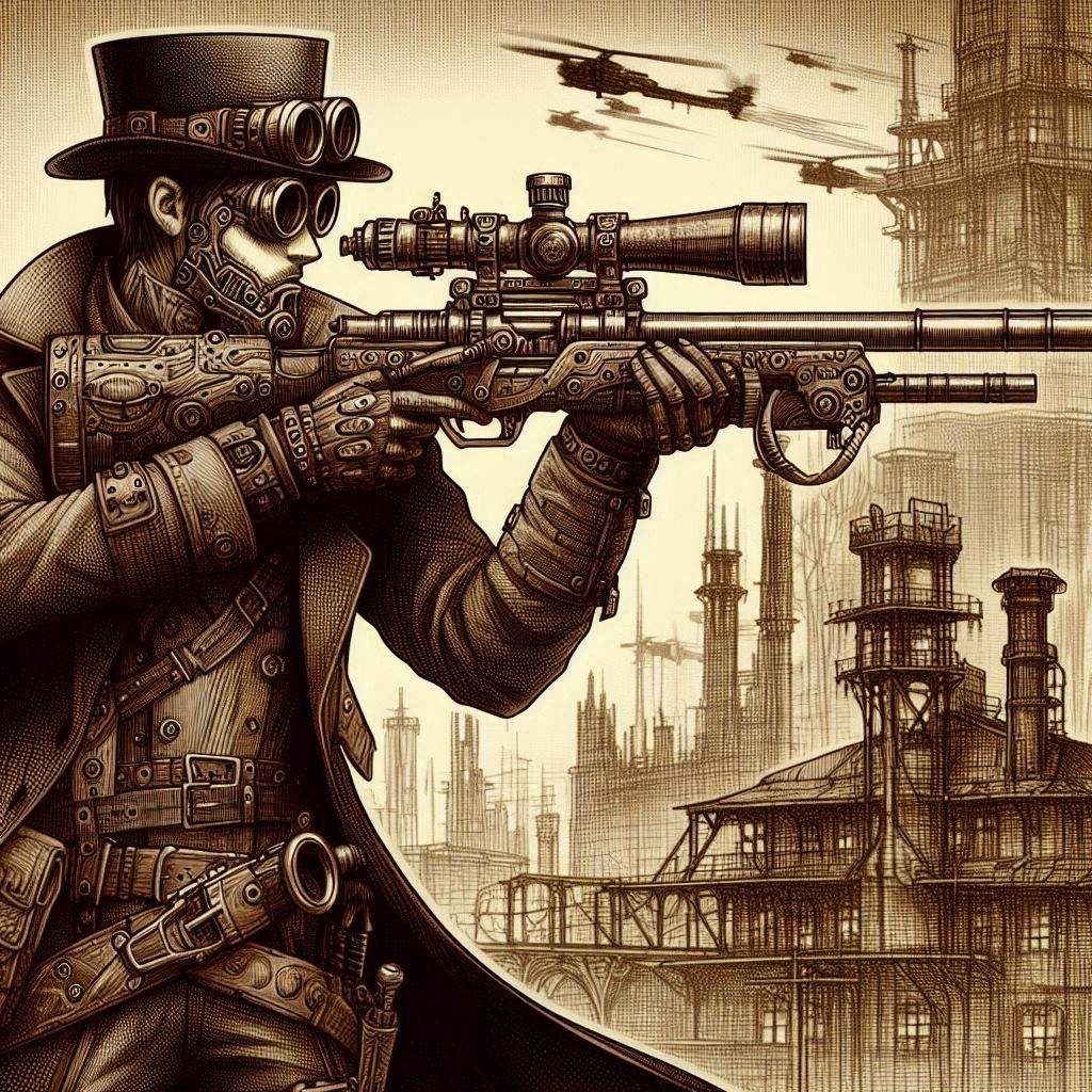 Steampunk shooter Franco Belgian comic art