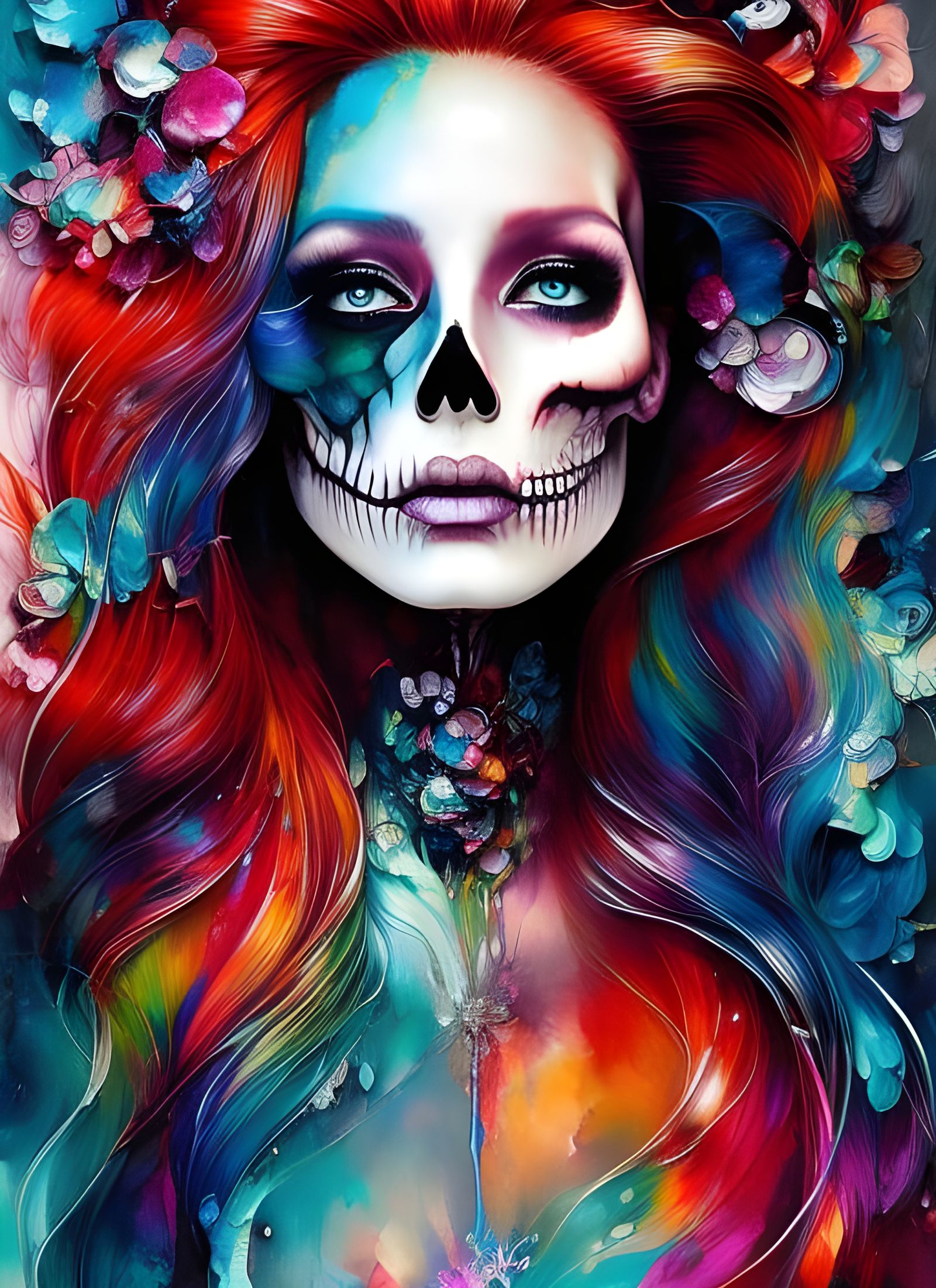 Splash rainbow skull AI Generated Artwork NightCafe Creator