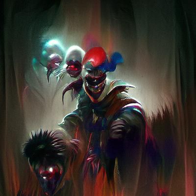 dark ally way with clowns