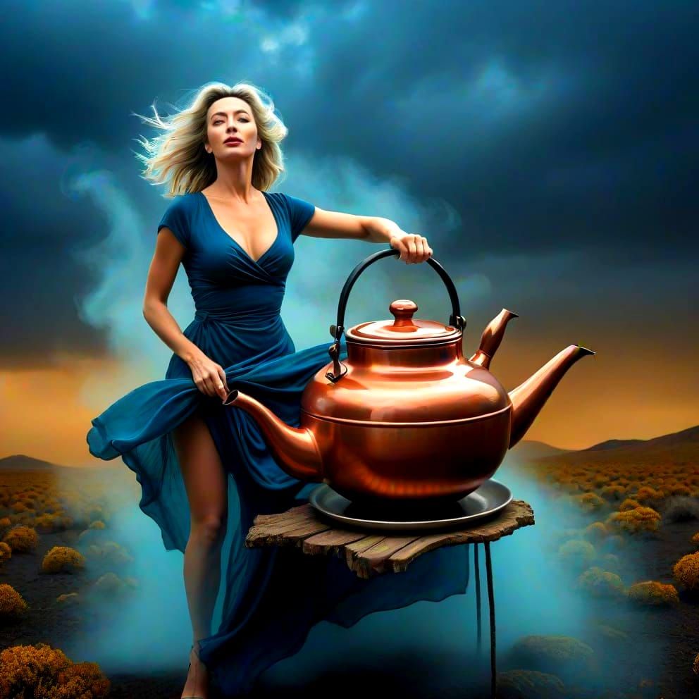 Surrealistic Vision of a Dazzling Lady in a Fantastical Scen...