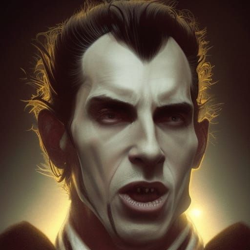 count dracula stands in front of his castle in the moonlight...