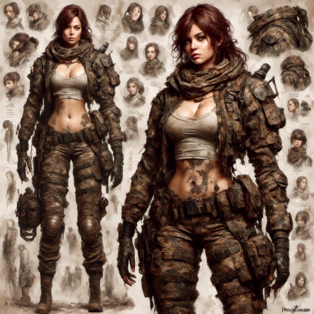 Post-Apocalyptic Female Fighter in Dark Fantasy Style