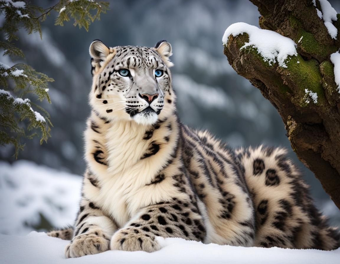 Stunning Snow Leopard - AI Generated Artwork - NightCafe Creator