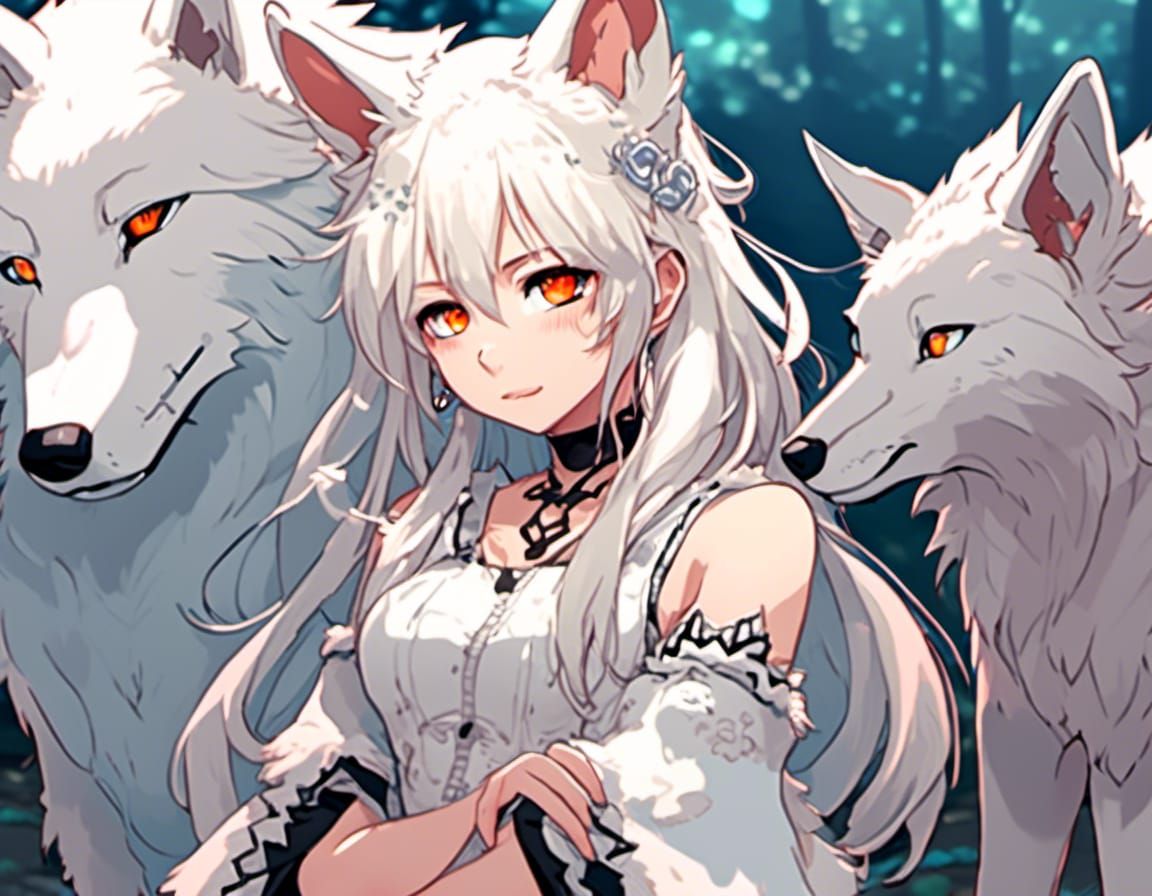 <lora:RPG23:1.0> "kitsune humanoid" anthropology, white wolf skin and fur, adorable anime eyes,  female, finely detailed, in an adorable pos...