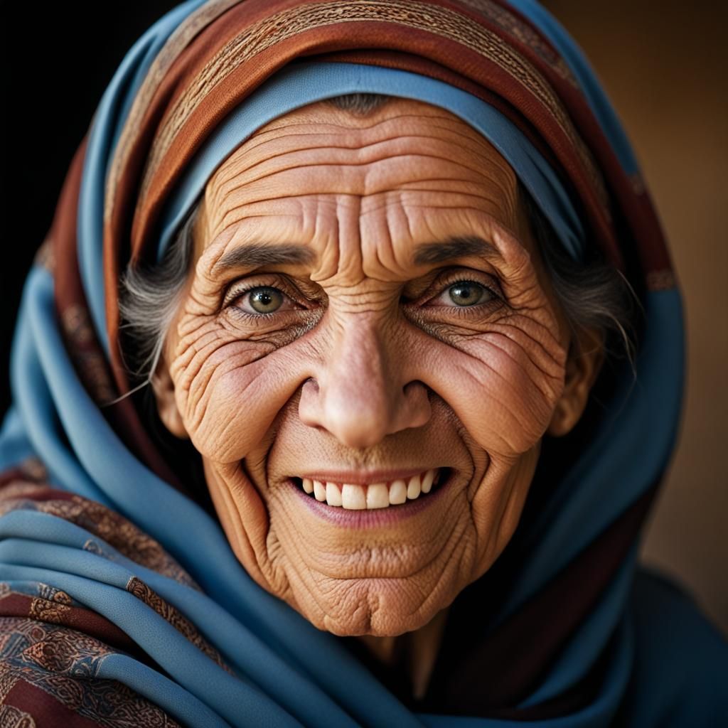 Old North African woman smiling - AI Generated Artwork - NightCafe Creator