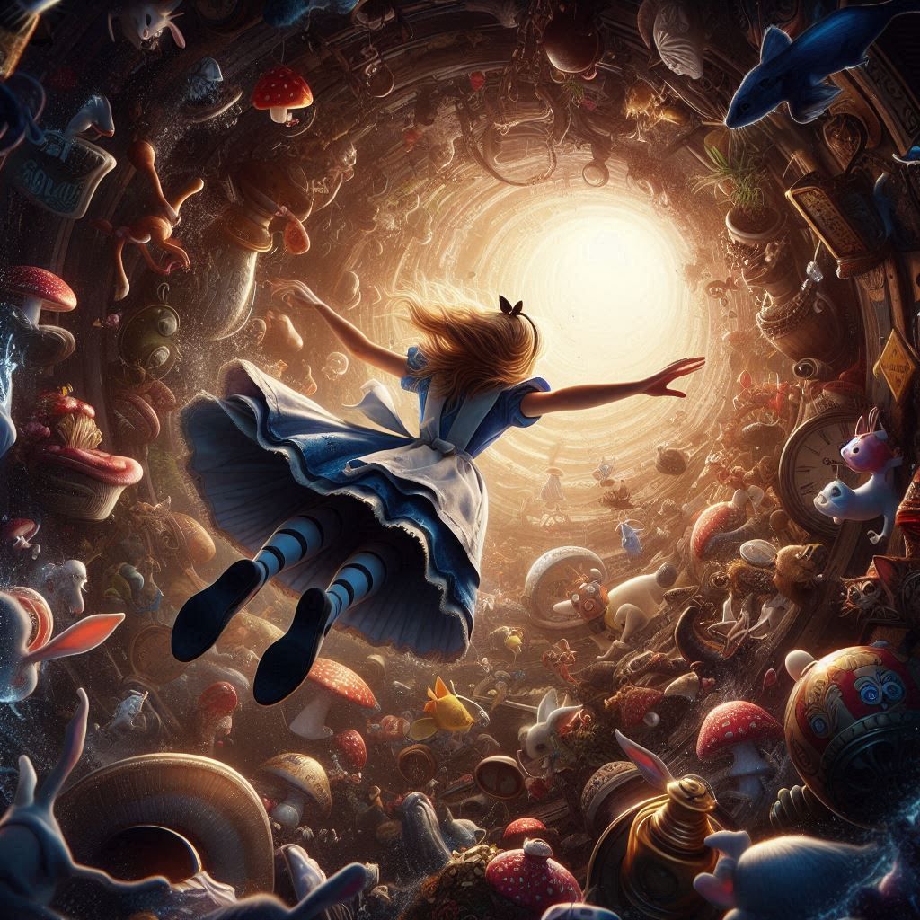 Alice falling down the rabbit hole