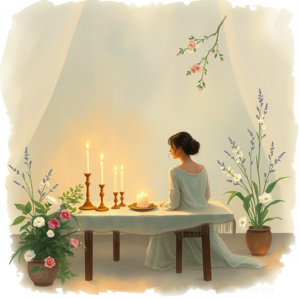 Peaceful Sabbath Scene in Impressionist Style