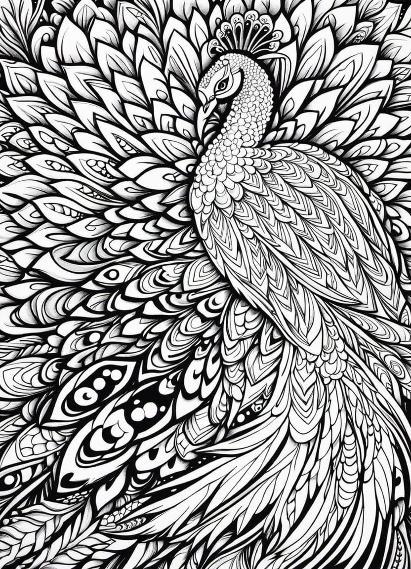 Coloring Page: Peacock - AI Generated Artwork - NightCafe Creator