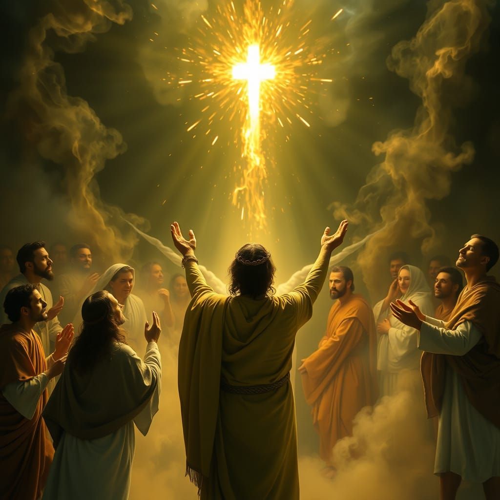Holy Spirit entering the disciples at Pentecost, religious, surreal, amazing  by @KEDs