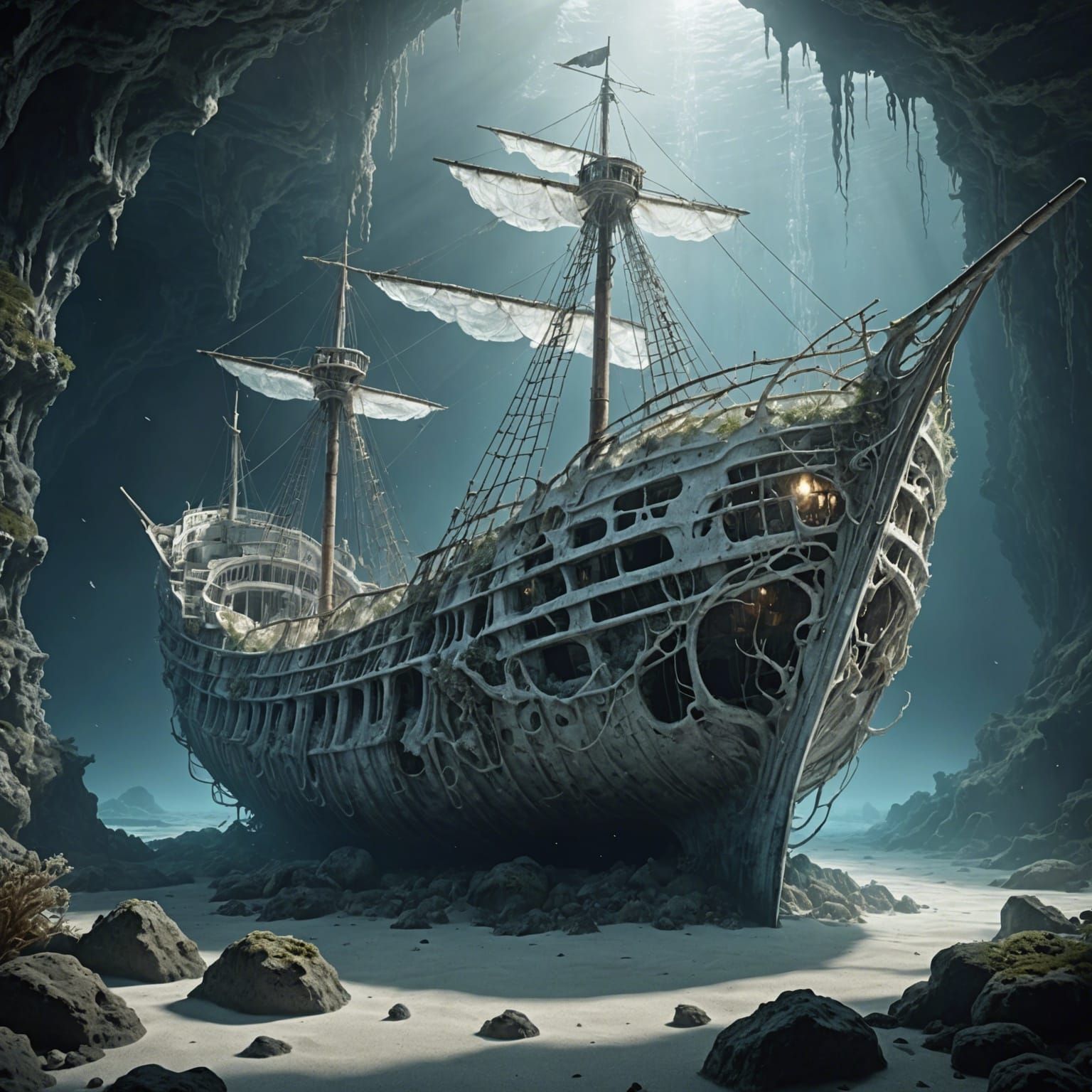 Decaying sunken ship