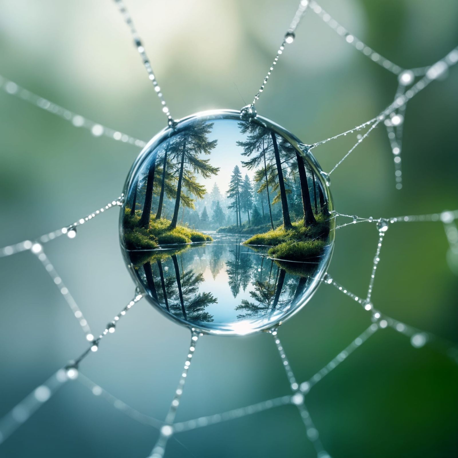 For the "Macro View" challenge, envision the intricate details of a dewdrop clinging to a spiderweb. ...  by @Krispy