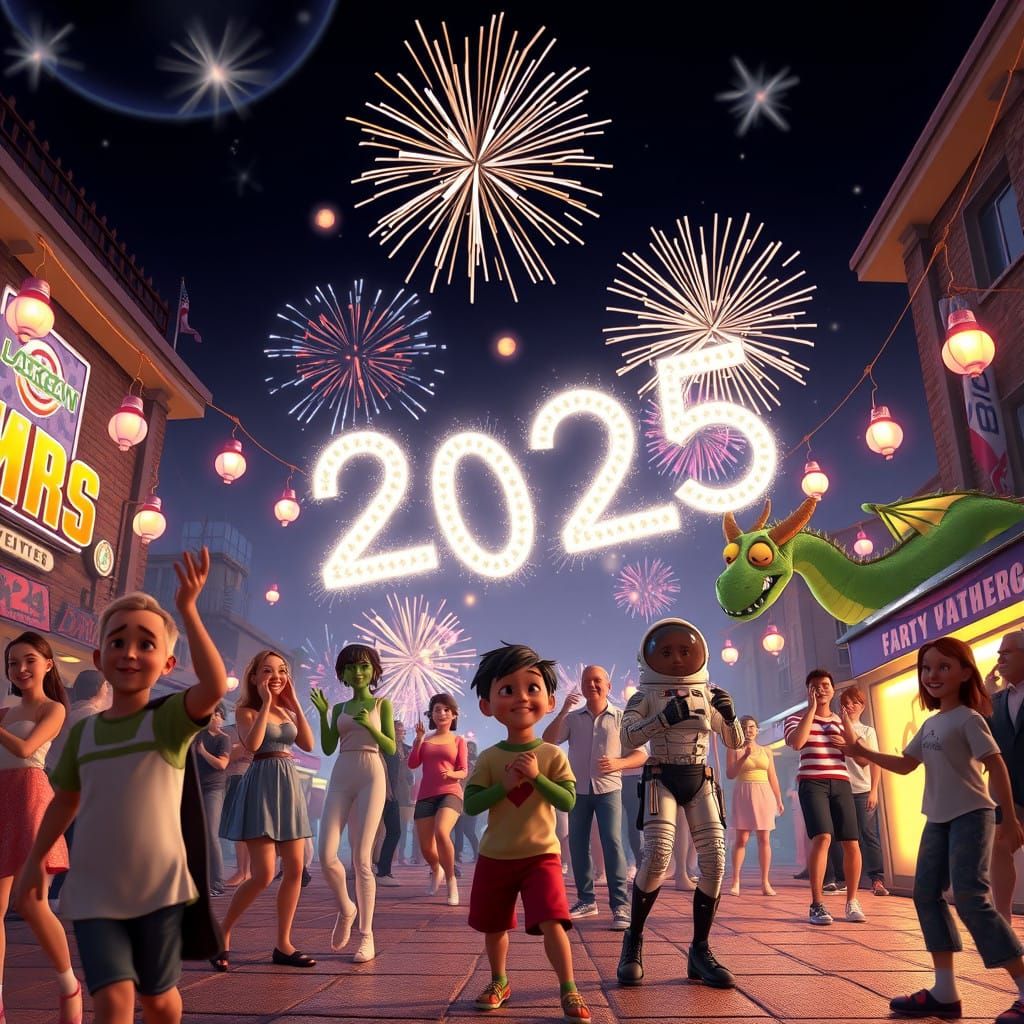 Celebrate with a Nightcafe 2025 Party!  by @Mulgar the Merciful 