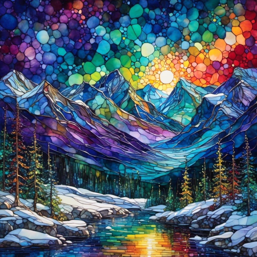 The most beautiful landscape depicting the northern lights d...