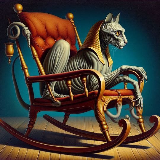 Sphinx waiting for her evening Blanton’s