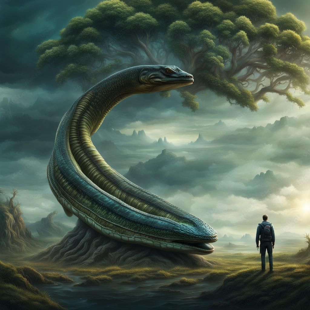 Half tree half eel hybrid alien very beautiful with ambition...