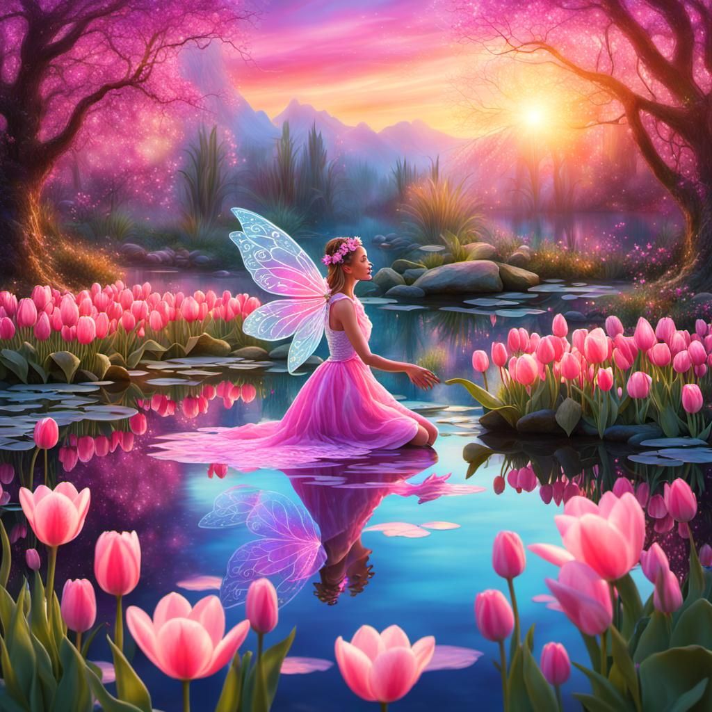 Tulip fairy at sunrise - AI Generated Artwork - NightCafe Creator