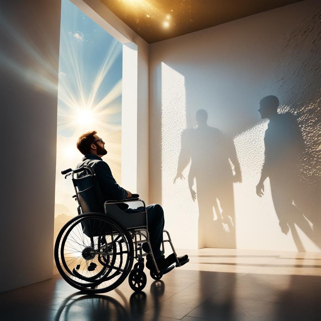 Hopeful Shadow: Cinematic Oil Painting of a Man