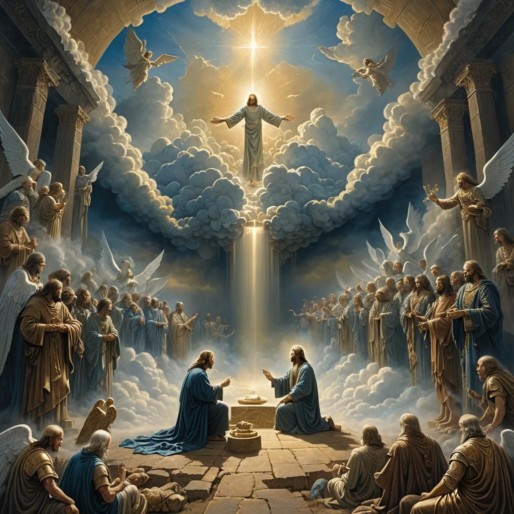 Apostle John's Vision of Angels in Apocalyptic Sky