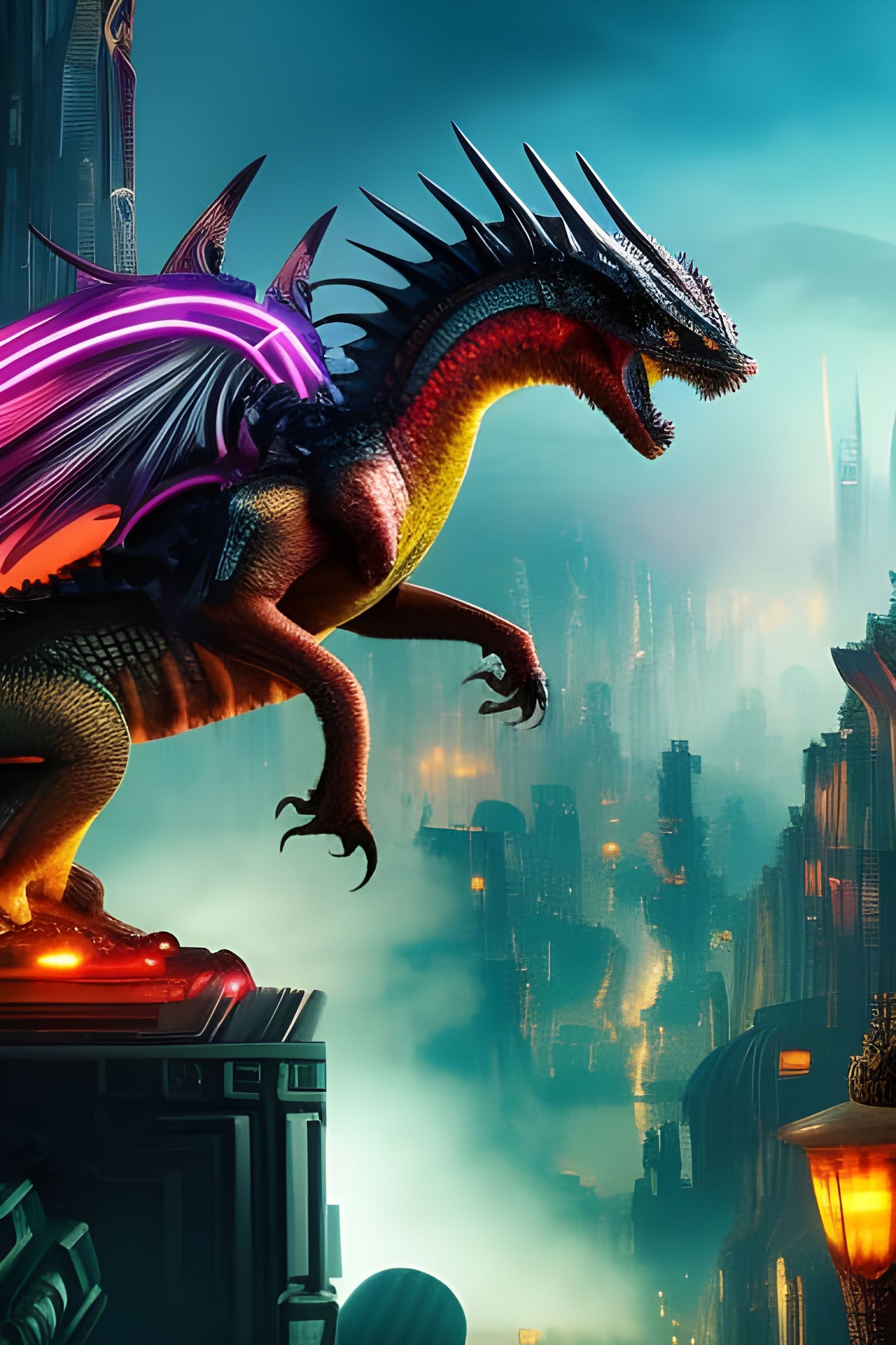 Neon Dragon  by @Prettysleepy Art