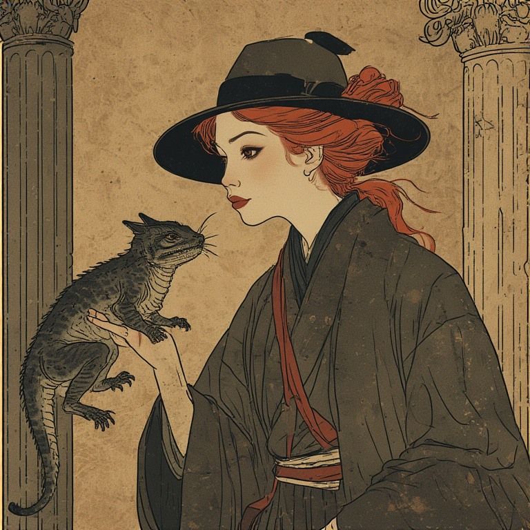 Time Traveler and Companion (Nihonga Painting)