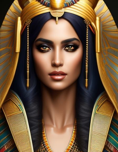 beautiful Cleopatra queen of the desert , agient egypt , realistic face ...