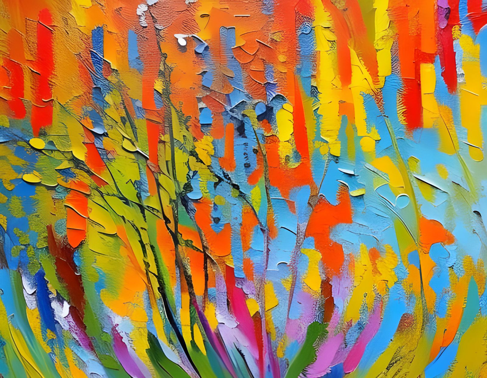 ABSTRACT , neoimpressionism expressionist style oil painting, smooth