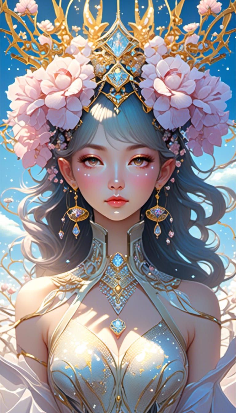 Glitter Bonsai Village Under Sacred Sun and Stars