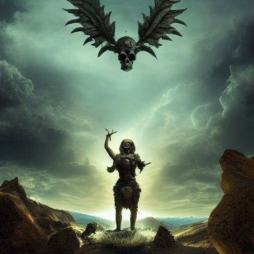 the skull of Ymir staring out of the sky Epic cinematic bril...
