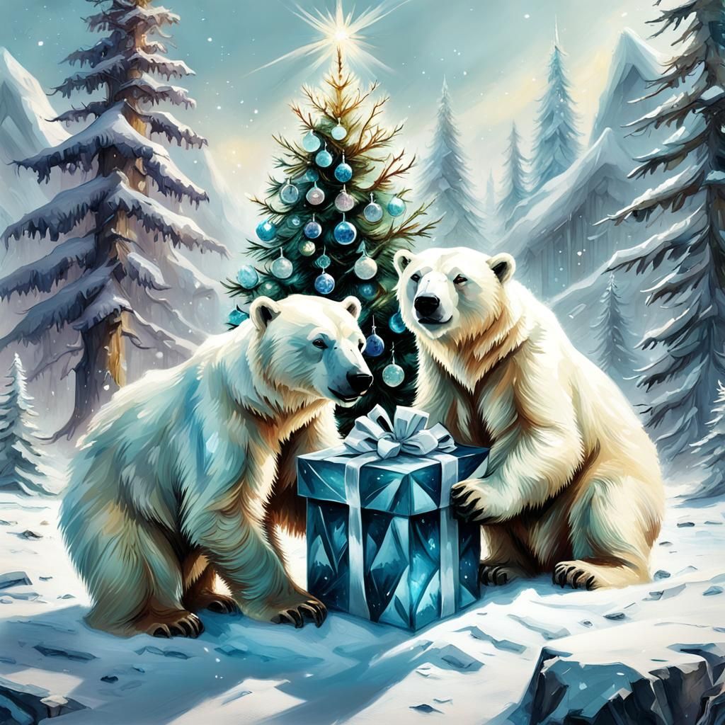 baby polar bears celebrating the holidays  by @Taylor