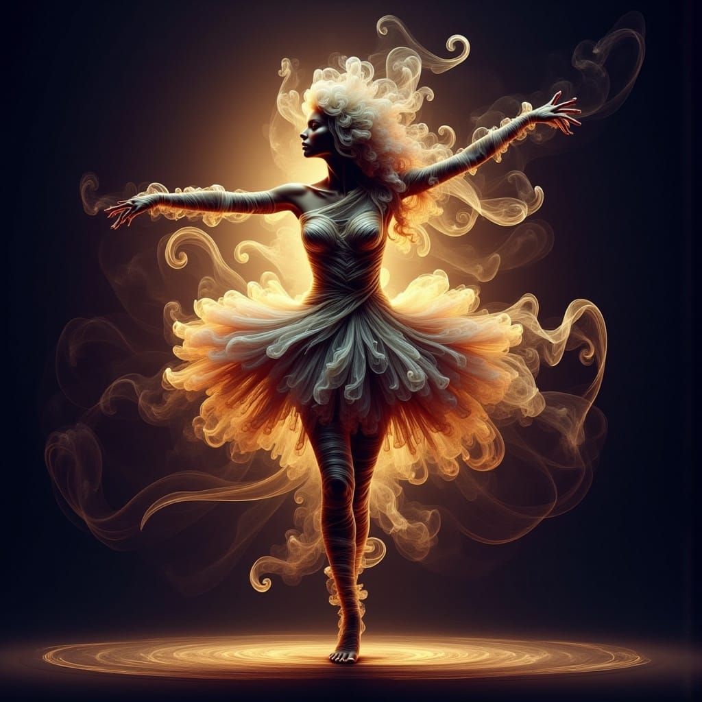 <lora:Ethereal Magic Flux:1.0> full body shot, by Miki Asai Macro photography, stunnningly impressive mummy with the ethereal tutu made out...