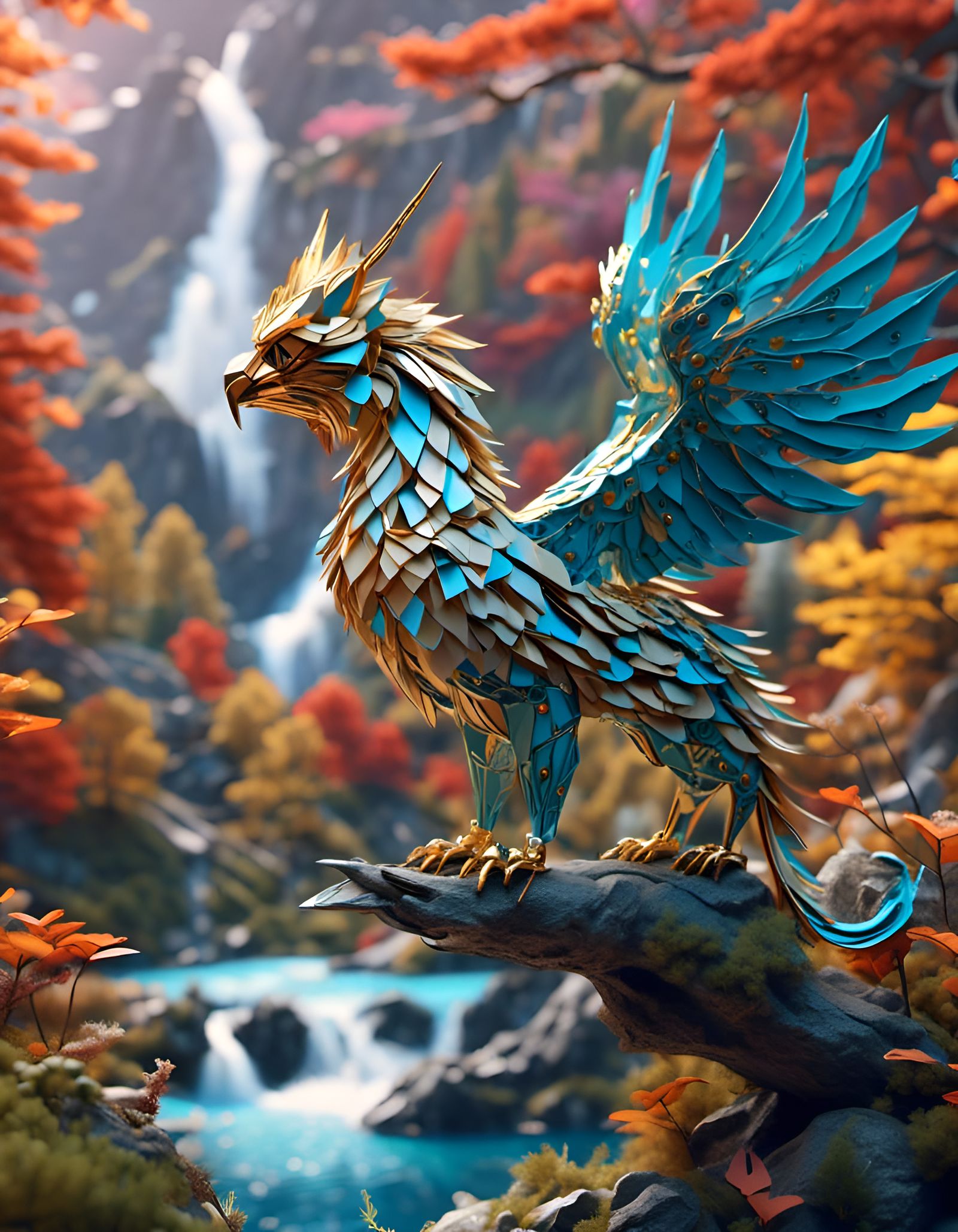 Origami Griffin - AI Generated Artwork - NightCafe Creator