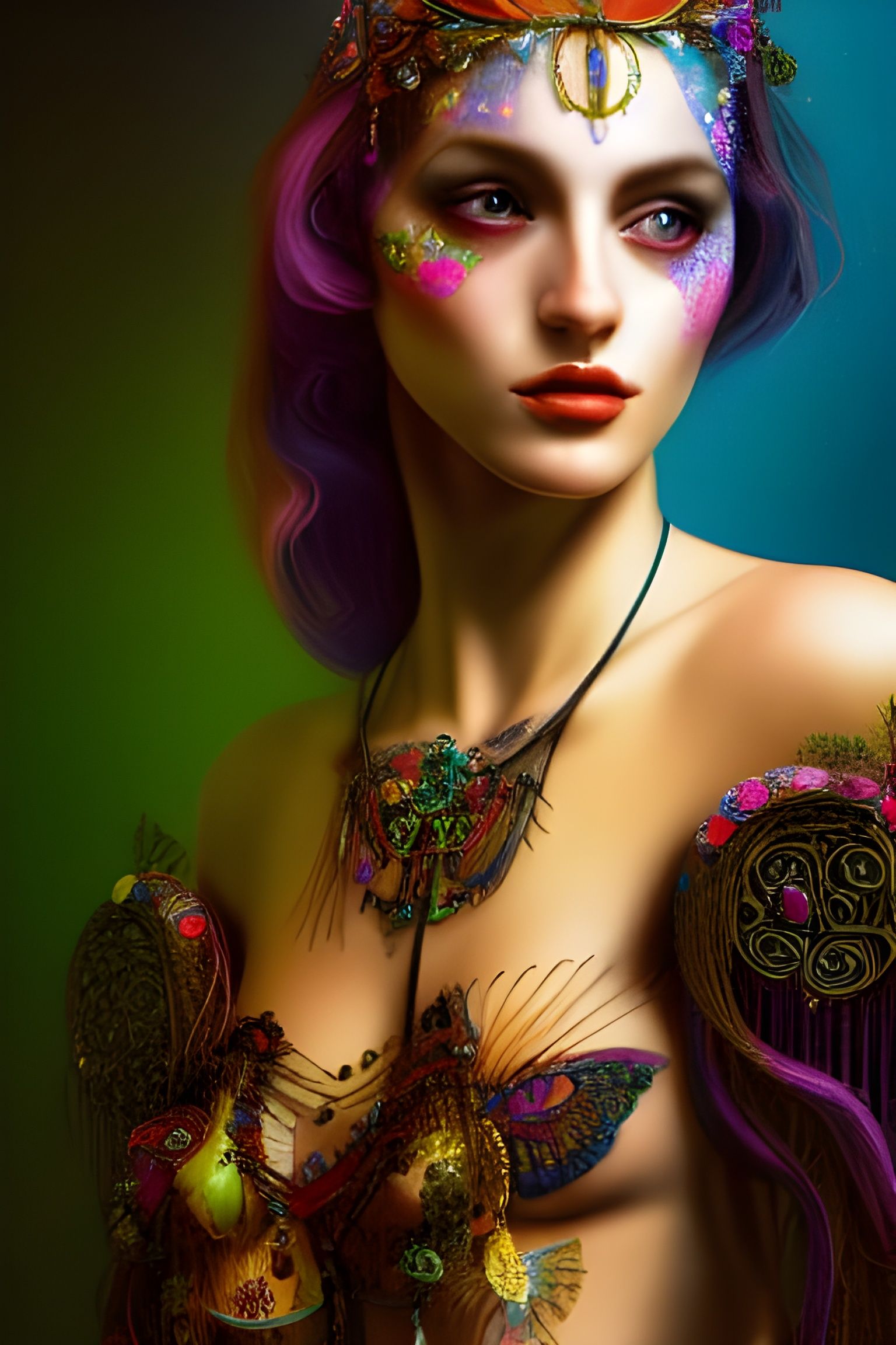 Bohemian Priestess Digital Illustration in Pop Art Style