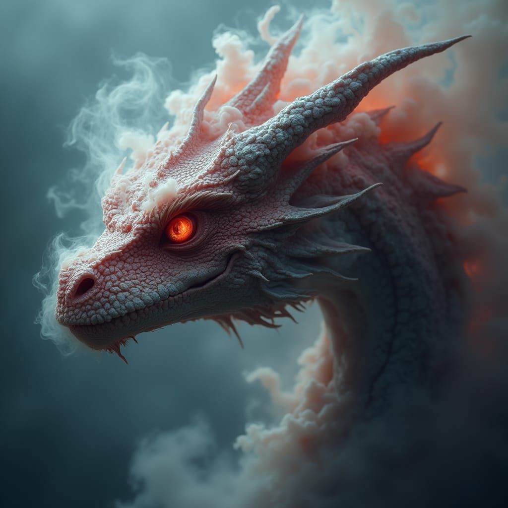 A dragon made of smoke  by @Xintie