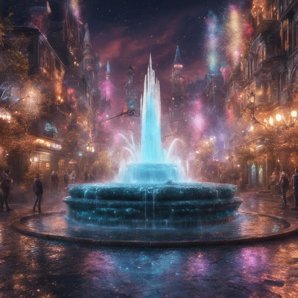 a big fountain shooting out multicolored glitter,glitter eve...