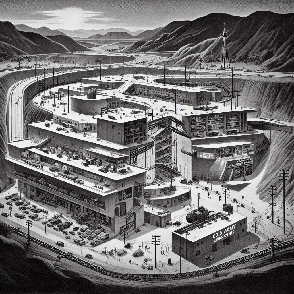 U.S. War department cutaway diagram of underground bunker