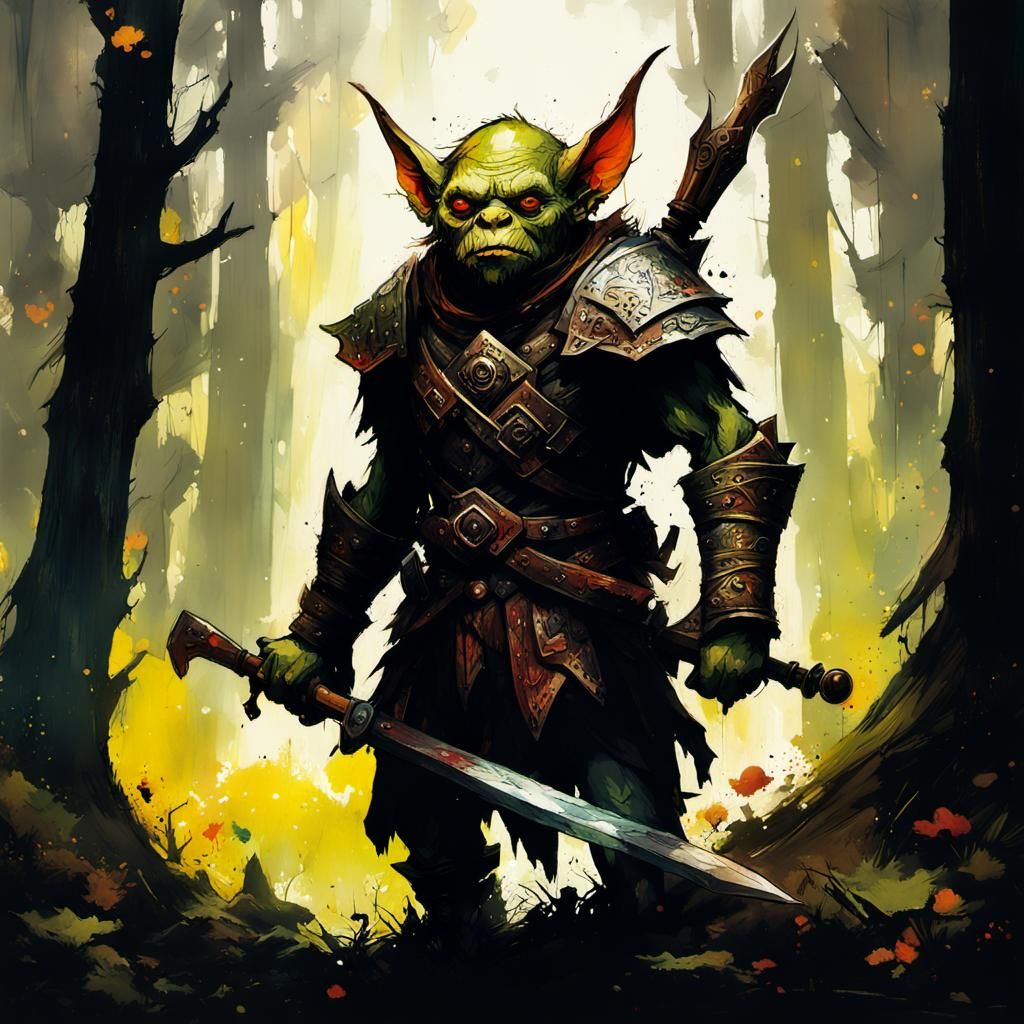 Goblincore Goblin Warrior in Mossy Forest