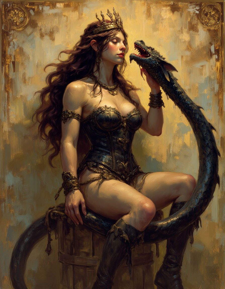 An ancient fresco featuring a beautiful, ethereal woman 11