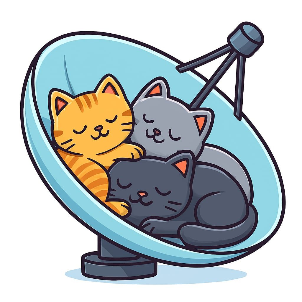 Cats sleeping in satellite dish (quest 3-6-1)