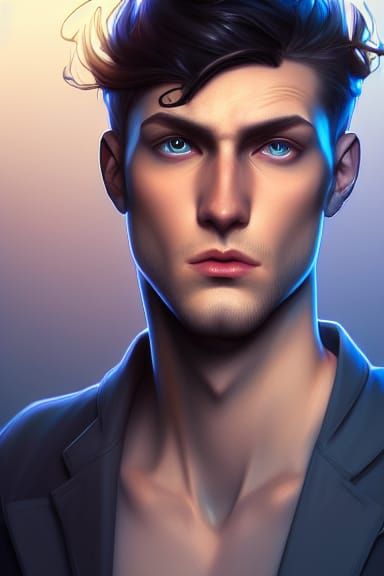 Mourning Man Portrait in Hyperdetailed Art Style