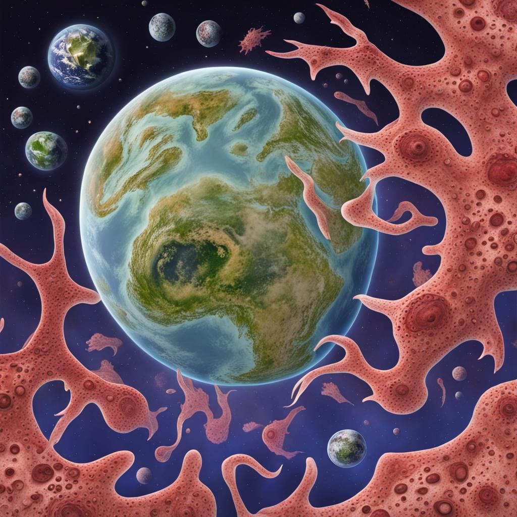 Amoeba devouring planet Earth