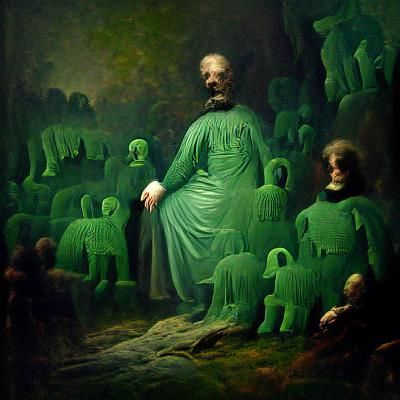 Green clothed skull