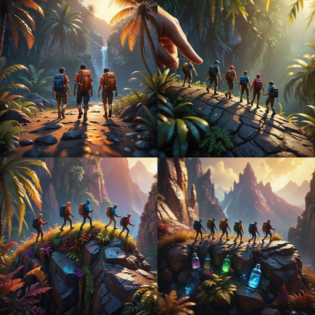 Miniature Hikers Explore a Giant Hand