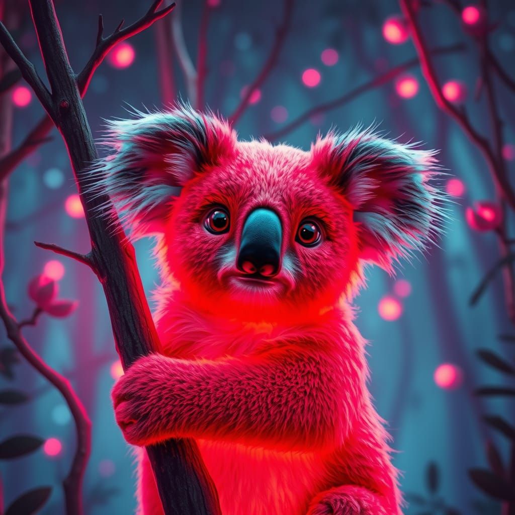 Chimera Koala in Bio-Luminescent Australian Forest