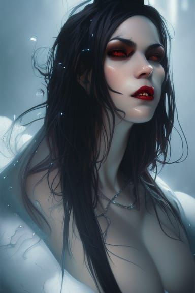 cyber vampire woman with fangs