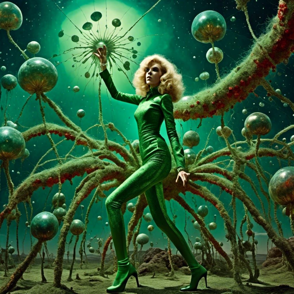 Green woman dancing