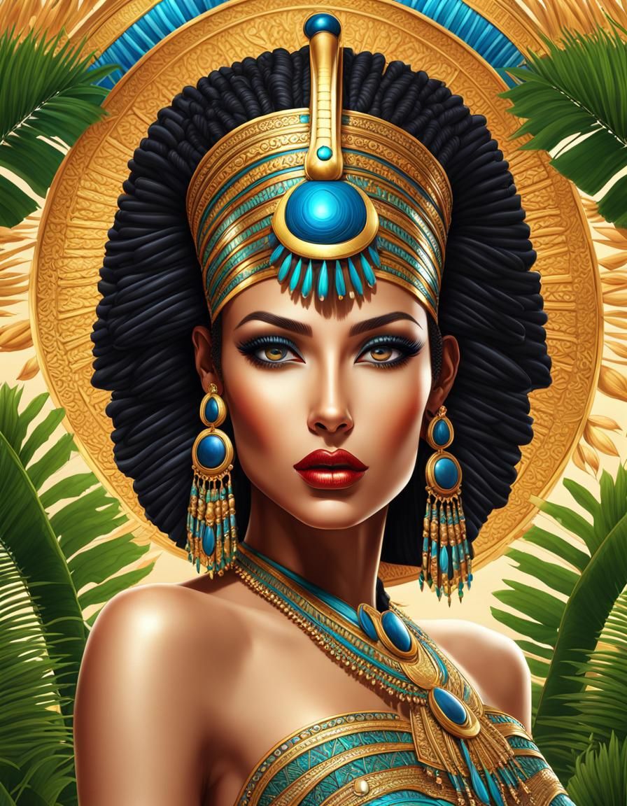 Egyptian super model, full body, , digital illustration,   f...